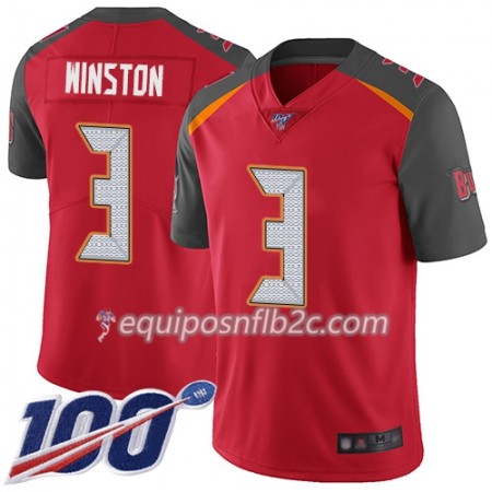 Camiseta Hombre NFL Tampa Bay Buccaneers Jameis Winston 3 Nike Rojo I 100th
